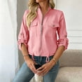 thumbnail image 4 of Women's Sports Jacket Baeitkot Women's Solid Color Casual Stand Collar Long Sleeved Outdoor Sports Zipper Jacket with Pockets Pink M, 4 of 9