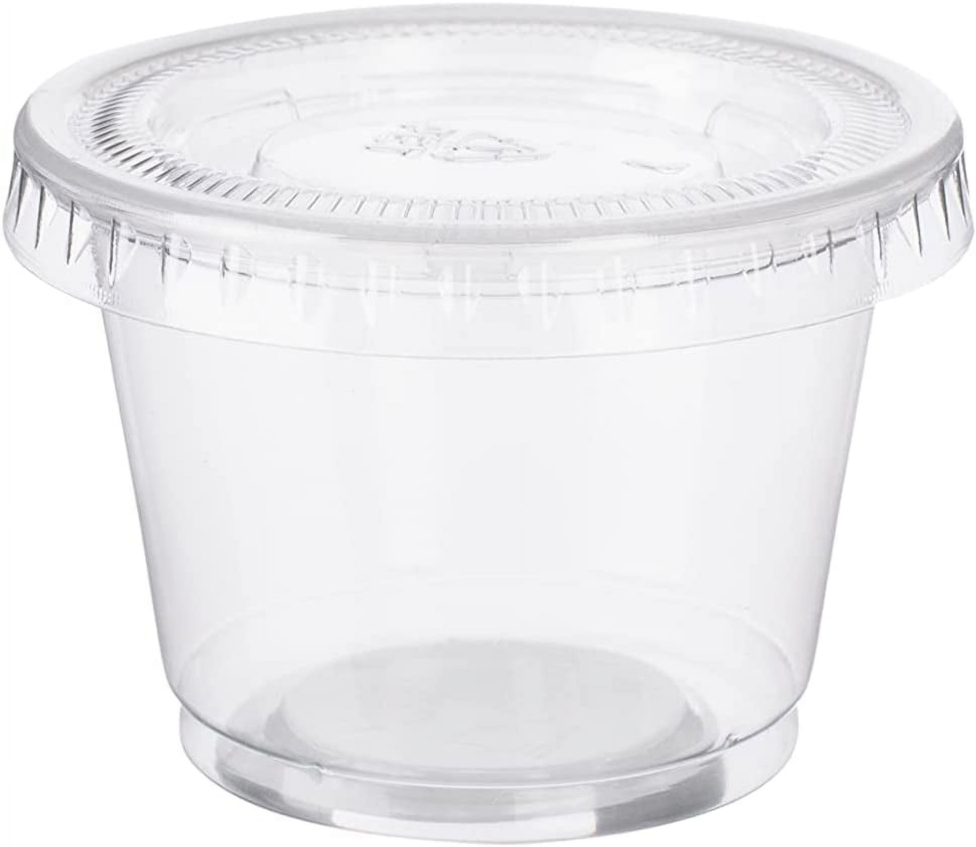 Turbo Bee 100 Sets 2oz Portion Cups with Lids,Jello Shot Cups with Lids,  Small Disposable Souffle Portion Container for Salad Dressing Sauce  Condiment Snack Souffle and Salsa 100pack2oz