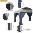 thumbnail image 4 of ALAULM Hardtop Gazebo 12'x14' Outdoor Aluminum Frame Permanent Gazebo, Galvanized Steel Double Roof, Navy Blue Nettings and Curtains, 4 of 8
