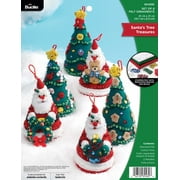 Bucilla Felt Applique 6 PC Ornament Kit, Santa's Tree Treasures