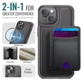 thumbnail image 2 of JEEHOOD Case For Apple iPhone 14, RFID Blocking, PU Leather,Compatible With MagSafe Detachable 2 In 1 Wallet With Built-in Push Card Holder,Kickstand Magnetic Protective Cover,Black,For iPhone 14, 2 of 8