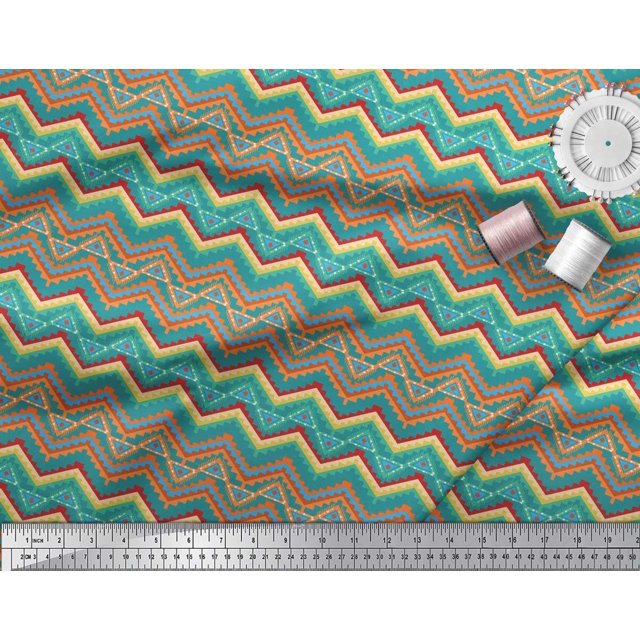 Soimoi Georgette Viscose Fabric Geometric Southwestern Decor Fabric Printed Yard 42 Inch Wide