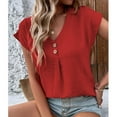 thumbnail image 6 of Giftesty Womens Summer Tops Fashion Women's Summer V-Neck Solid Short Sleeve Sexy Top Blouse, 6 of 6