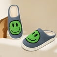 thumbnail image 2 of Smile Face Slippers for Women and Men Retro Comfy PU Leather Slip-On House Shoes with Memory Foam Warm Soft Flat Slides for Indoor & Outdoor, 2 of 5