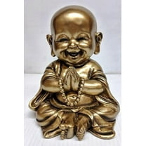 Baby Buddha Sitting And Praying Gold Figurine