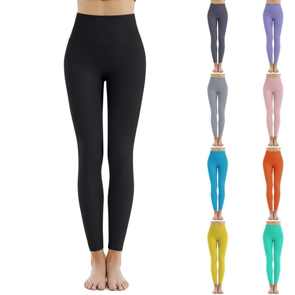 pstuiky Women's Casual Pants, Solid Color Tight Long High Waisted Trousers with Pockets Athletic Women Pant Black L