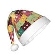 thumbnail image 2 of Haiem Cute Cartoon Cat Pattern Santa Hat Confortable Velvet Christmas Hat for Christmas Party Favors Fit for Adults and Kids, 2 of 6