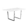 thumbnail image 3 of Monarch Specialties Dining Table, 60" Rectangular, Kitchen, Dining Room, Metal, Laminate, Glossy White, Chrome, Contemporary, Modern, 3 of 3