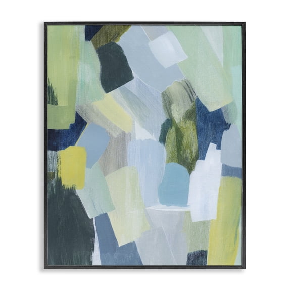 Stupell Industries Layered Green Brush Strokes Abstract Painting Black Framed Art Print Wall Art, 16 x 20