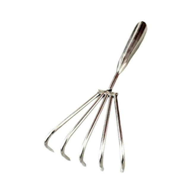 S SERENABLE Stainless Steel Claws Rake Hand Rake for Loosening Beach Clamming Accessories 5 tooth 5cm