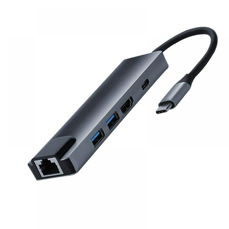 Multi-Function USB C Hub Adapter PD Fast Charging For Macbook,Type-c Hub  USB-C To HDMI USB3.0 LAN Ethernet Docking Station