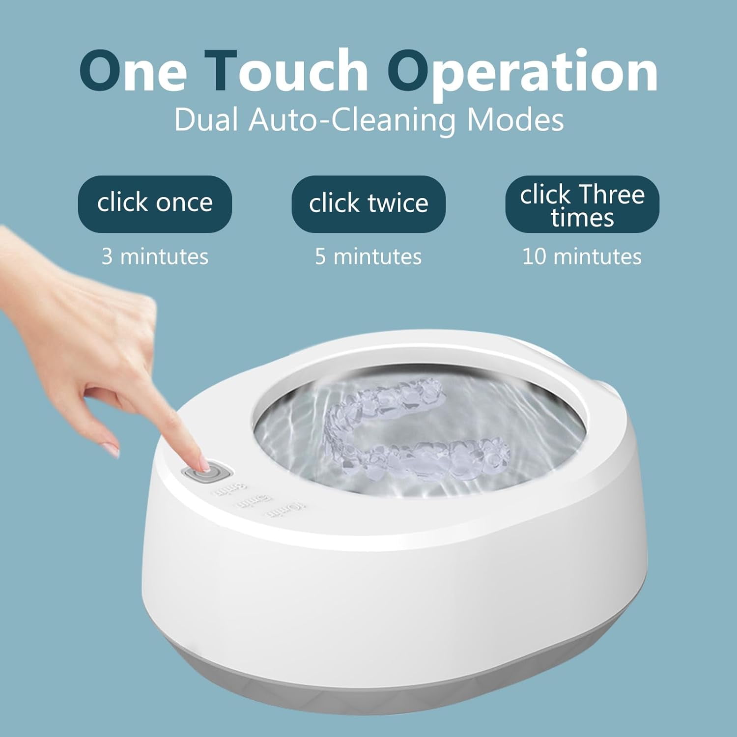 Ultrasonic Retainer Cleaner Machine for Denture, Portable Dental Cleaning Pod for Aligner, Mouth Guard, Braces, Sonic Denture Cleaner for All Dental Appliances, Portable Ultrasonic Jewelry Cleaner