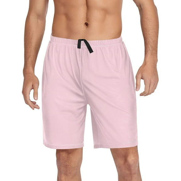 Men's Pajama Shorts Bottoms with Pockets Soft Lightweight Lounge Sleep Wear Soft Pink