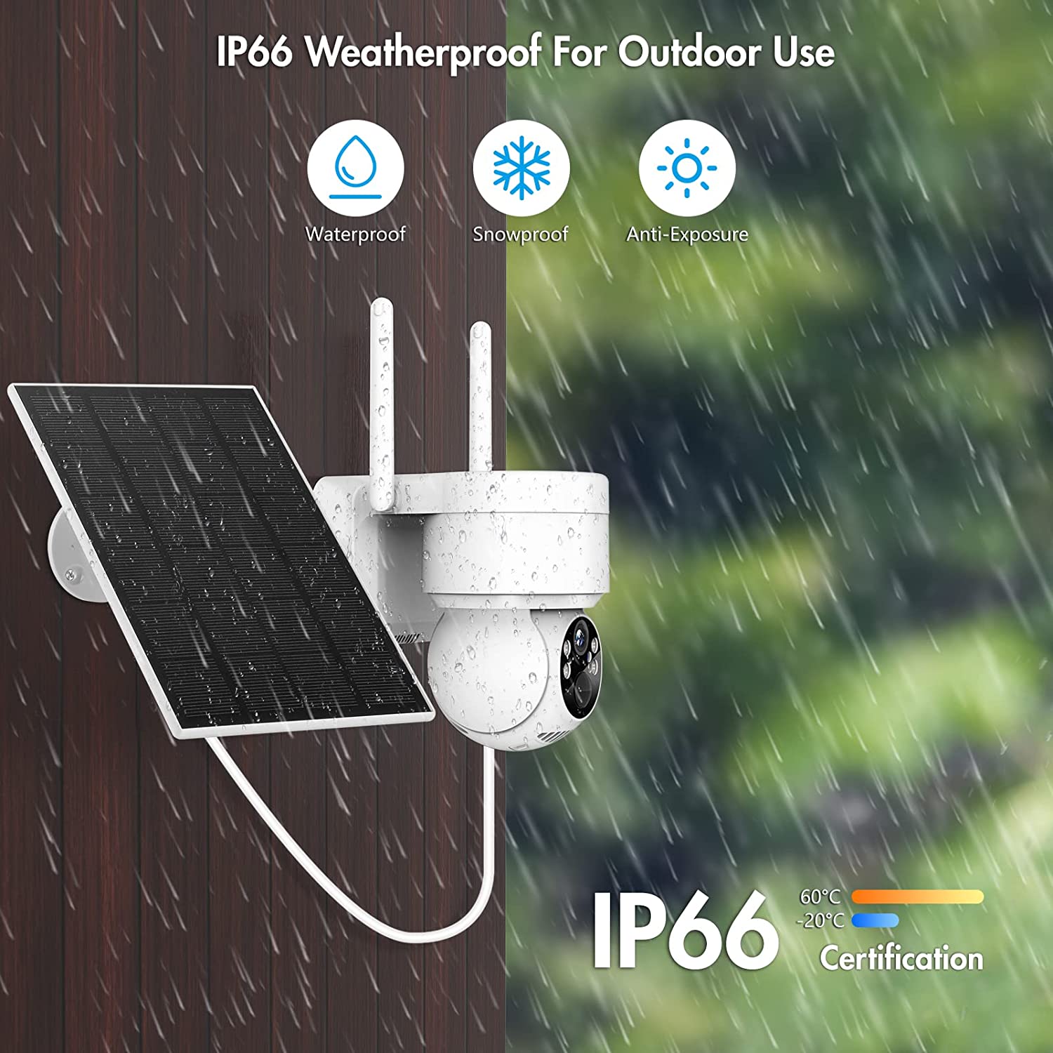 LUCKWOLF Outdoor Security Camera Wireless WiFi, 2K Color Night Vision, Solar Powered Outdoor Camera