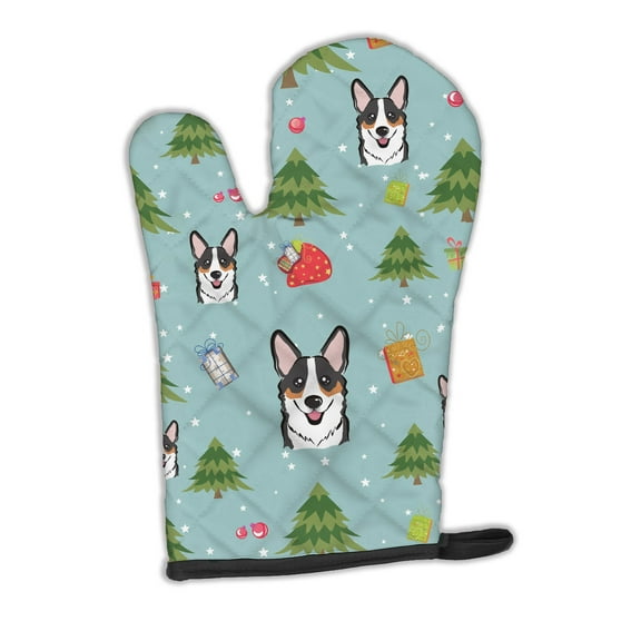 Carolines Treasures BB5044OVMT Christmas Tricolor Corgi Oven Mitt Large multicolor