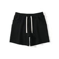 thumbnail image 6 of AXXD Men Shorts Zipper Pocket Black Summer Solid Fashion Pockets Cotton Sports Elastic Mid-waist Lace-up Shorts Father's Day Gift, 6 of 6