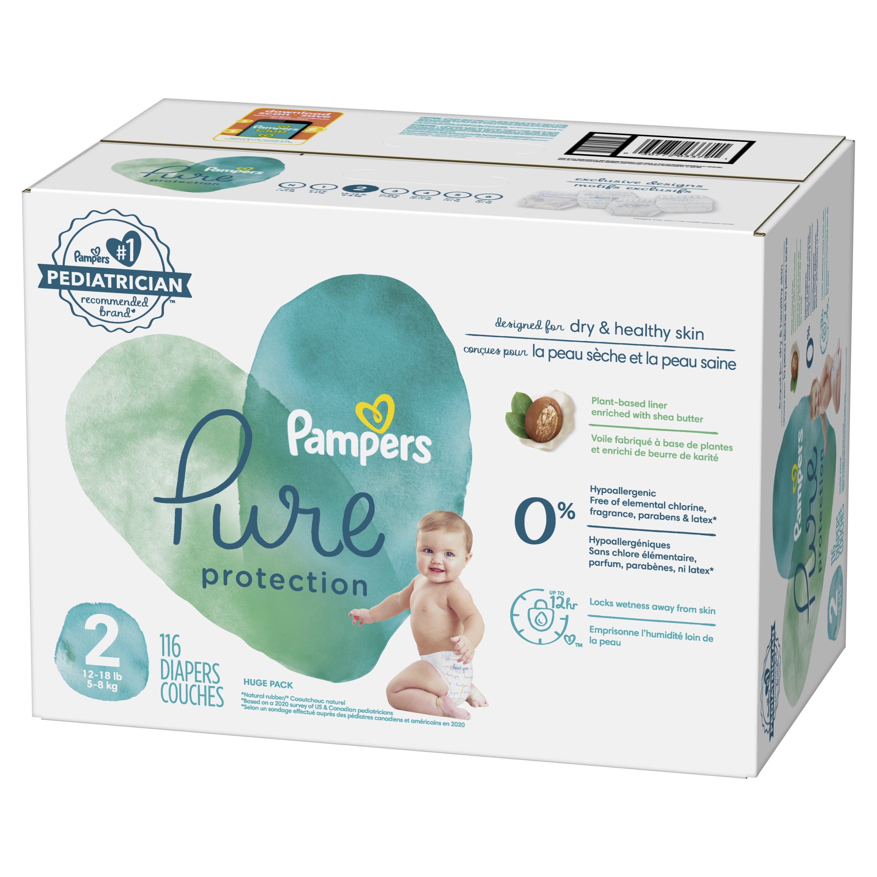 Pampers Pure Protection Baby Ciders Taille 2 - 27 couches