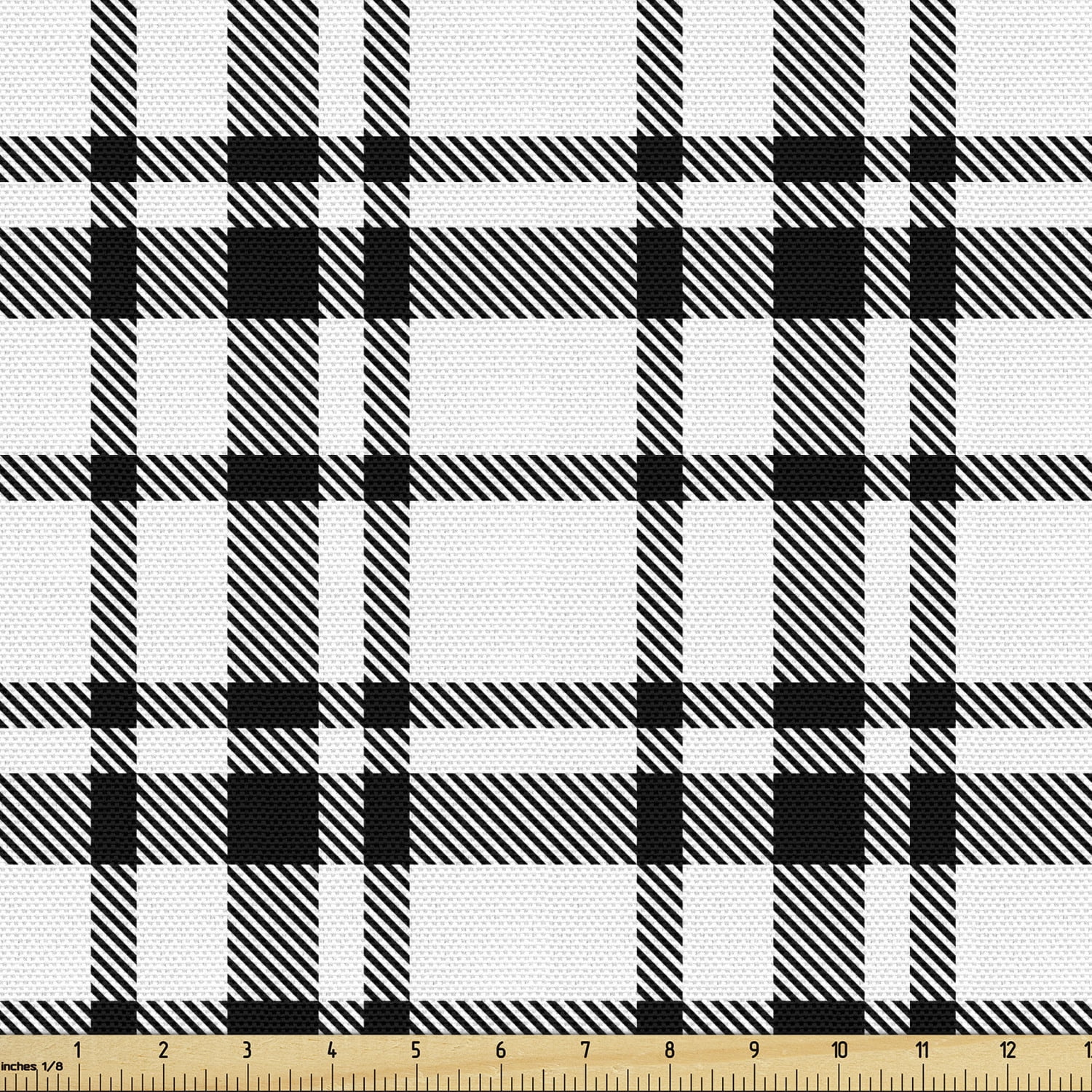 plaid-fabric-by-the-yard-black-and-white-tartan-pattern-graphic-grid