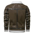 thumbnail image 4 of IYTR Mens Jackets Long Sleeve Jacket Imitation Leather Coat Top with Pocket Zipper Lapel Solid Color Brown S, 4 of 5