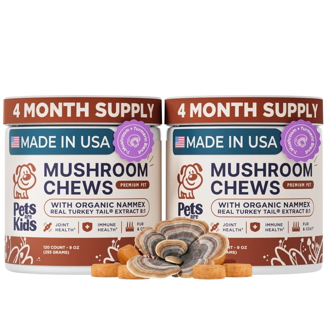 Masticables de hongos para perros Pets Are Kids Too Turkey Tail 240 unidades