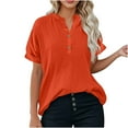 thumbnail image 2 of Akafmk Plus Size Womens Tops,Blouses for Women Summer Tops,Short Sleeve Tops Solid Color Loose Fitting V-neck Linen Blouses Tunic Tops, 2 of 4