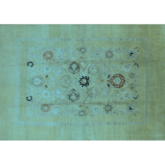 Ahgly Company Indoor Rectangle Oriental Light Blue Industrial Area Rugs, 5' x 8'