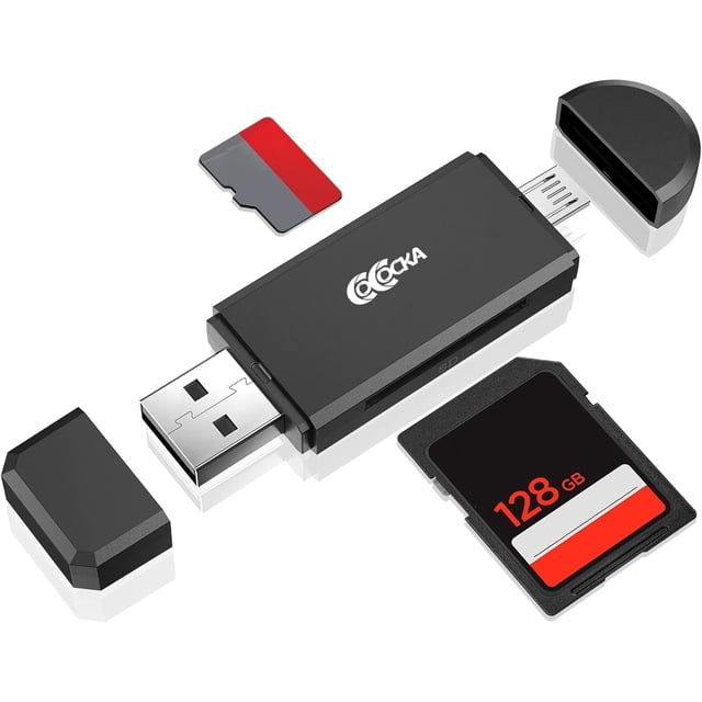 Adaptador Micro USB OTG a USB 2.0; Lector de Tarjetas SD/Micro SD con Conector USB Macho y Micro USB Macho Estándar para Smartphones/Tablets con Función OTG