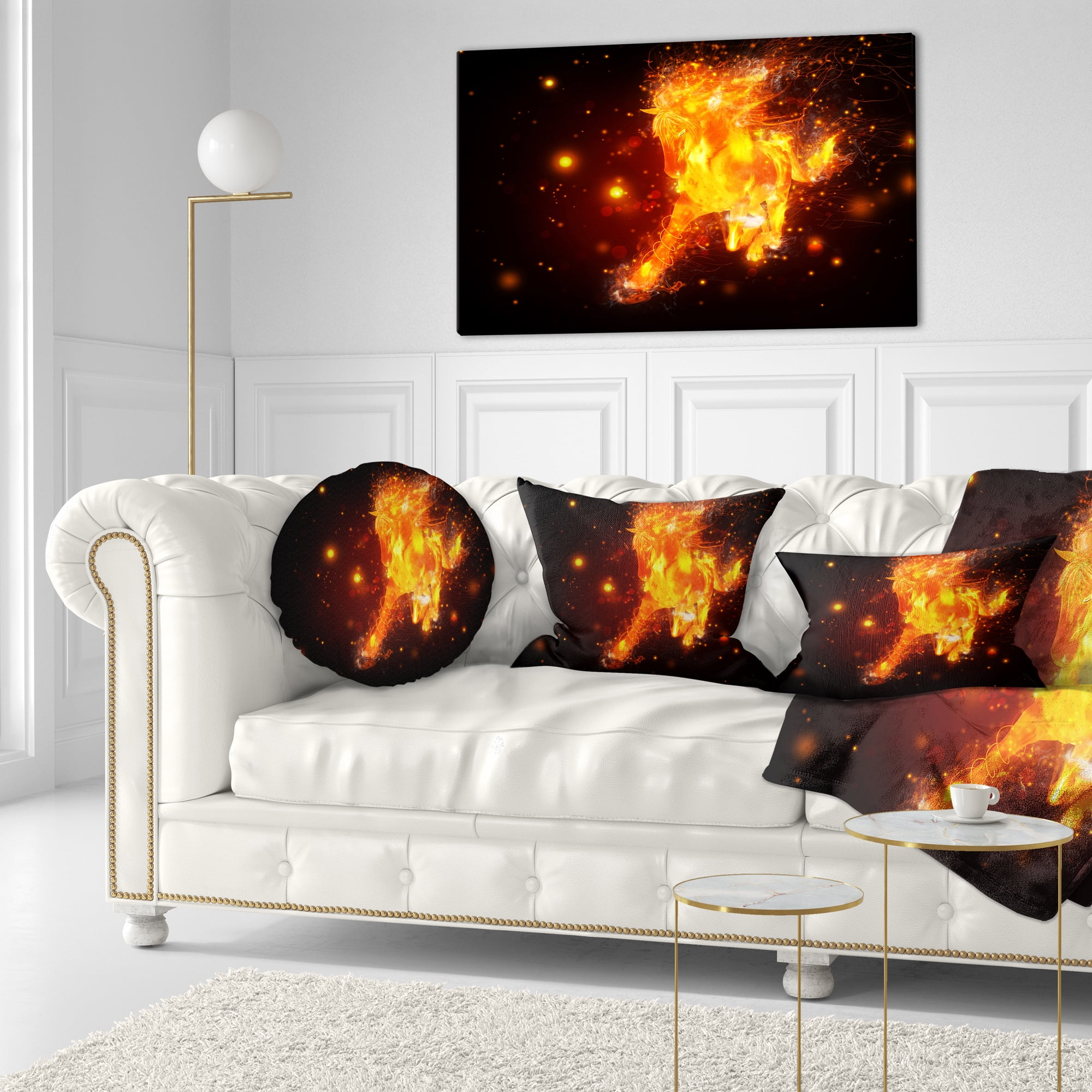 Designart Abstract Running Fire Horse - Animal Throw Pillow - 12x20