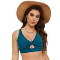 thumbnail image 3 of wamacs Women Adjustable Tank Bikini Top Athletic Bathing Swimsuit Top V Neck for Teen Girls Summer Pool Sexy Swimwear (Blue,M), 3 of 9