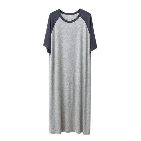 

Men Pajama Raglan Sleeve Color Block Robe Short Sleeve Dress Comfortable High Elastic Homewear for Men