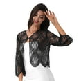 thumbnail image 3 of YEAHDOR Womens Hollow Lace Cardigan Long Sleeve Sequins Bolero Shrug Casual Shawl Black One Size, 3 of 5