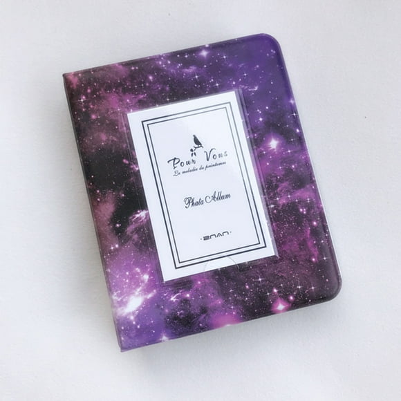 Album photo 64 pochettes for Fujifilm Instax Mini 7s 8 8+ 9 25 50s 70, Polaroid Snap PIC-300, HP Sprocket, Kodak Mini Film 3 pouces (purple starry sky)