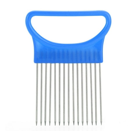 

Onion Holder 12-Prong Onion Holder Cutter Slicer with Plastic Handle for Tomato Vegetable Lemon Potato(Blue)