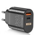 thumbnail image 1 of 2 puertos de carga rápida PD 20W QC 3.0 USB-A+cargador de teléfono tipo C (negro UE), 1 of 9
