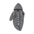 thumbnail image 2 of Qiylii Toddler Knitted Bodysuit, Solid Color Hooded Long Sleeves Rompers, 2 of 9