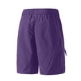 thumbnail image 3 of Yifymode Knee Length Women Bermuda Shorts Baggy Wide Leg Drawstring Casual Work Hiking Cargo Shorts With Pockets,Purple L, 3 of 5
