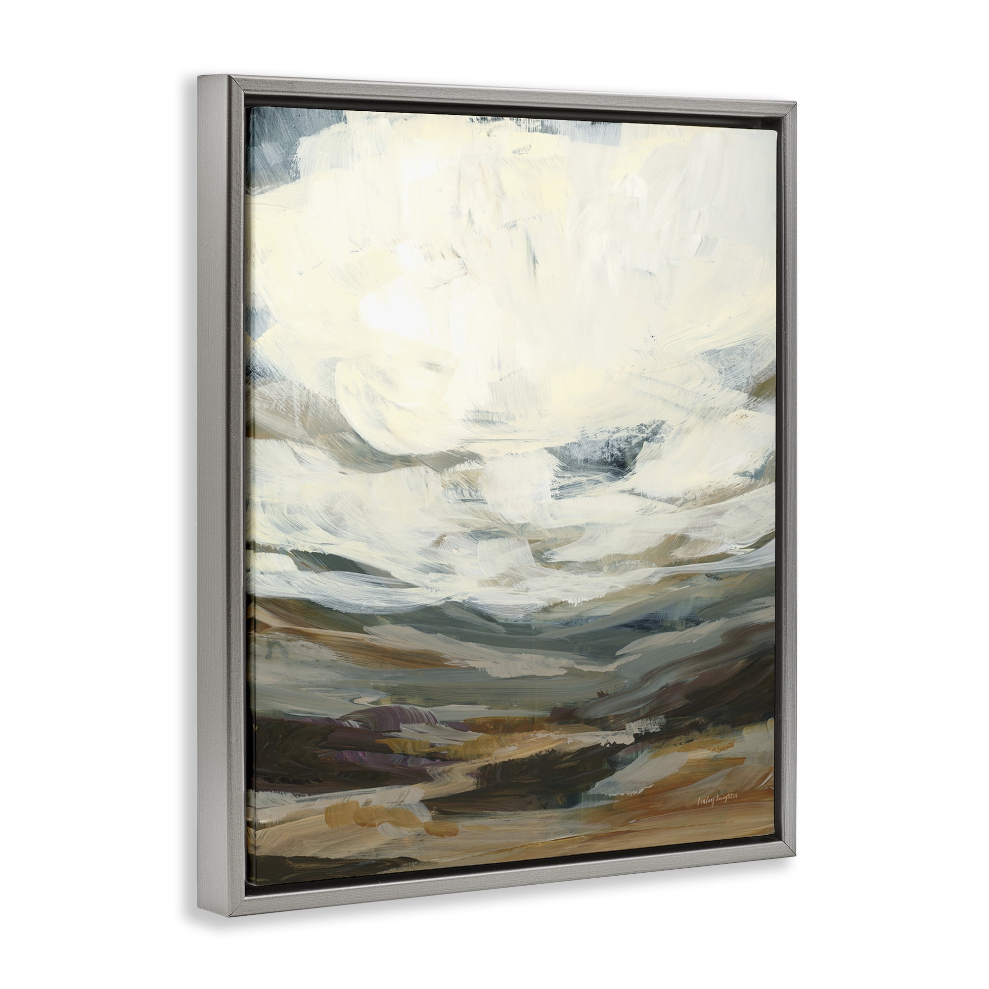 Stupell Industries Abstract Heavy Clouds Landscape Painting Gray Floater Framed Art Print Wall Art, 25 x 31