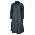 thumbnail image 4 of Outfmvch Denim Dress Maxi Dress for Women Blue Dress Women Long Sleeve Dress for Women Long Sleeve Dress Women Casual Solid Denim Dress V Neck Long Sleeve Button Pocket Loose Long Dress Dark Blue Xxl, 4 of 6