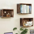 thumbnail image 5 of Sintosin Farmhouse Wooden Storage Box Set of 3, Distressed Small Wooden Crates with Metal Corners, Brown, 5 of 9