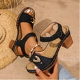 thumbnail image 4 of LOVZFMLL Women's Chunky Block Heel Sandals Hollow Open Toe Ankle Strap for Summer Casual Outdoor Walking Beach Vacation Black 6, 4 of 9
