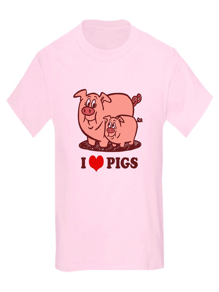170005638 CafePress I Love Pigs Kids Light T Shirt Kids Light T-Shirt 