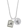 thumbnail image 1 of Delight Jewelry Silvertone Pebble Border Initial - M Silvertone Script Initial Disc - E - Charm Necklace, 20"+3", 1 of 4