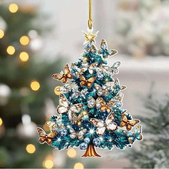 PEONAVET Festival Decorations Adorned Christmas Tree Acrylic Ornament Sparkling Holiday Decor with Designs