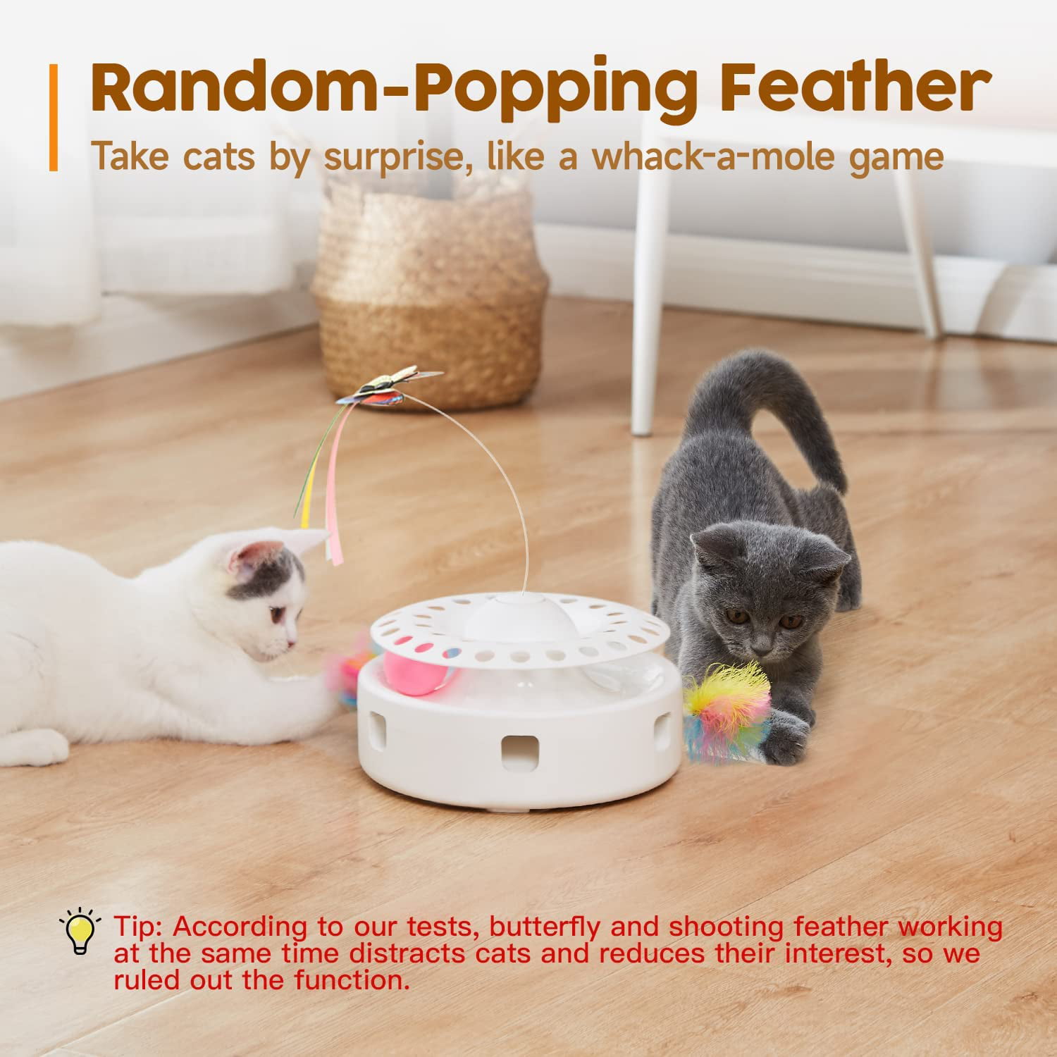 3-in-1 Interactive Cat Toys, Automatic Boredom Relief Kitten Toys 360°  Rotating