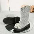 thumbnail image 6 of Ulitacool Boots For Girls Sparkly Bow Winter Boots For Girls Sole Dressy Ankle Booties With Back Zipper Footwear Adorable Basic Shoes 9-10 Years Silver, 6 of 6