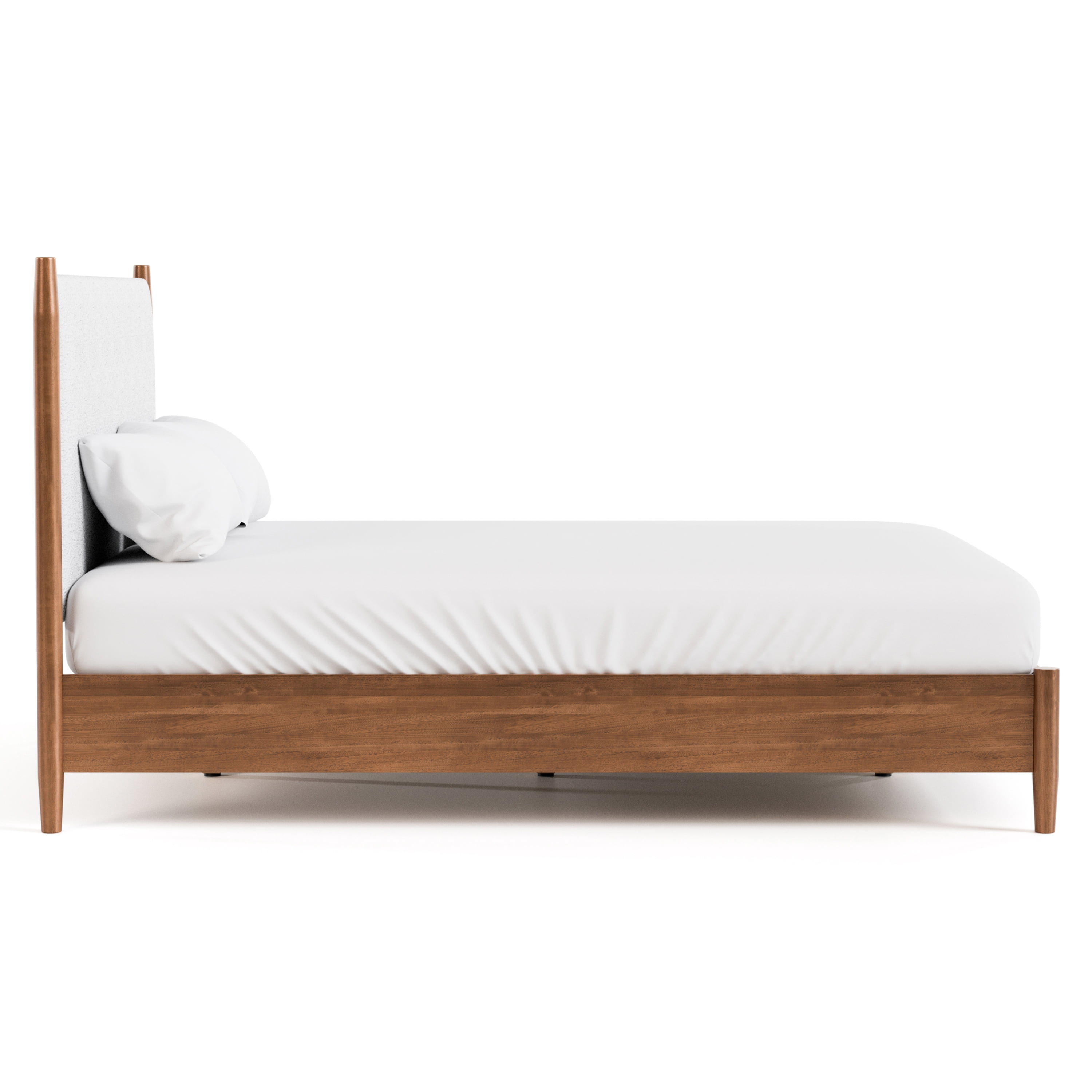 Furniture of America Erik Adult Queen Boucle Fabric and Solid Wood Mattress Ready Bed, Walnut