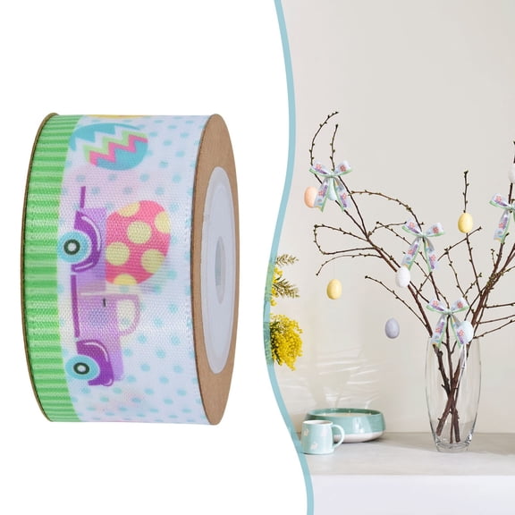 KaiXunRui Easter Ribbons Spring Ribbon 10 Yards Carrot Stripe Bunny Print Wired Edge Ribbon For Wreaths DIY Crafts Wrapping And Home Decoration