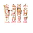 thumbnail image 2 of MInHoues Pink Nutcracker Figurines Set of 4, Christmas Wooden Nutcracker Soldier Ornaments with Gold Accents, Festive Pink Gold Holiday Decor for Tabletop Mantel Shelf, Xmas Decoration Gifts, 2 of 6