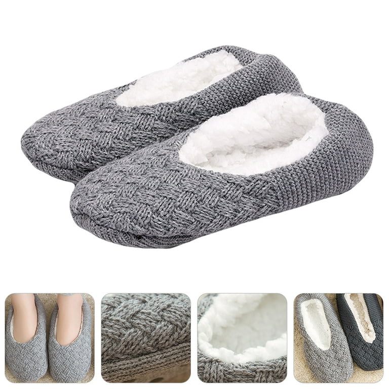 1 Pair Adult Warm Slipper Socks Winter Fuzzy House Socks with Grippers