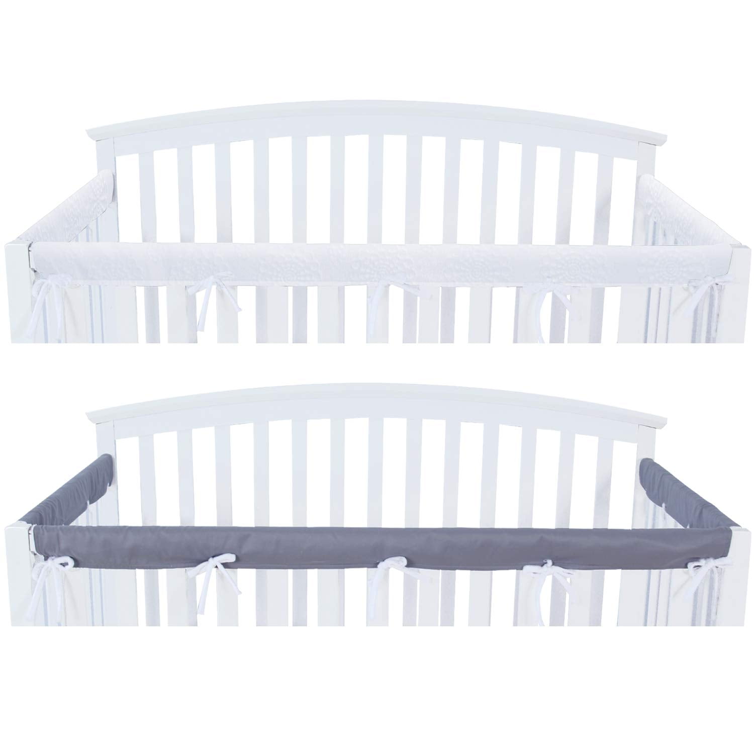 Sweet Jojo Designs Hayden Blue and Taupe Teething Protector Cover Wrap Baby Crib Side Rail Guards Set of 2 